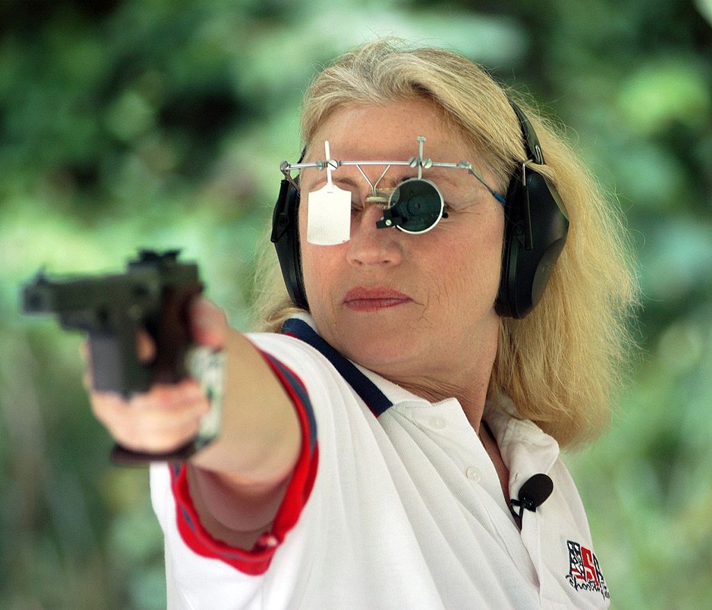 Hungarian pistol shooter at competition